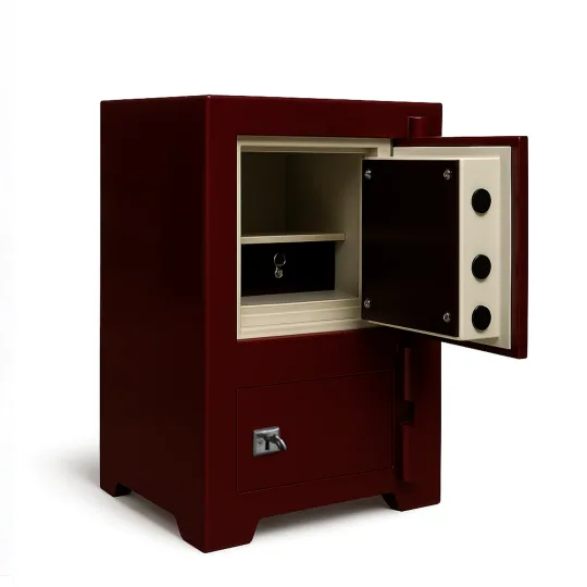SK70-G2 - BORDO - 70 CM YÜKSEKLİK - ZIRHLI VE DOLAPLI ÇELİK KASA open view