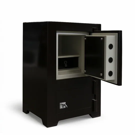 SK70-G2 - SİYAH - 70 CM YÜKSEKLİK - ZIRHLI VE DOLAPLI ÇELİK KASA open view